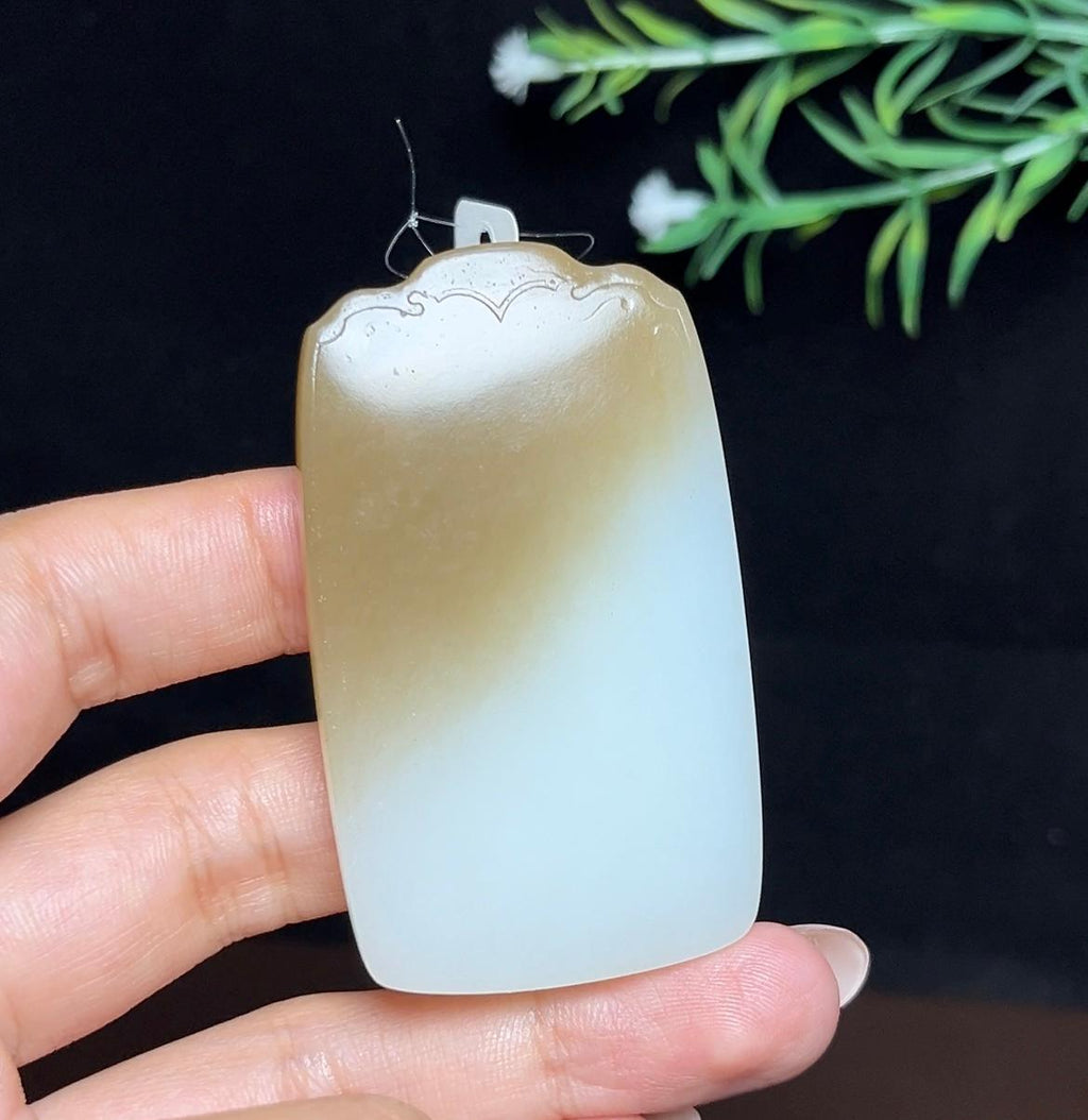 和田玉糖白平安无事牌（49.4g）