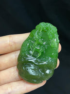 和田玉碧玉苹果绿一路如意（38.8g）