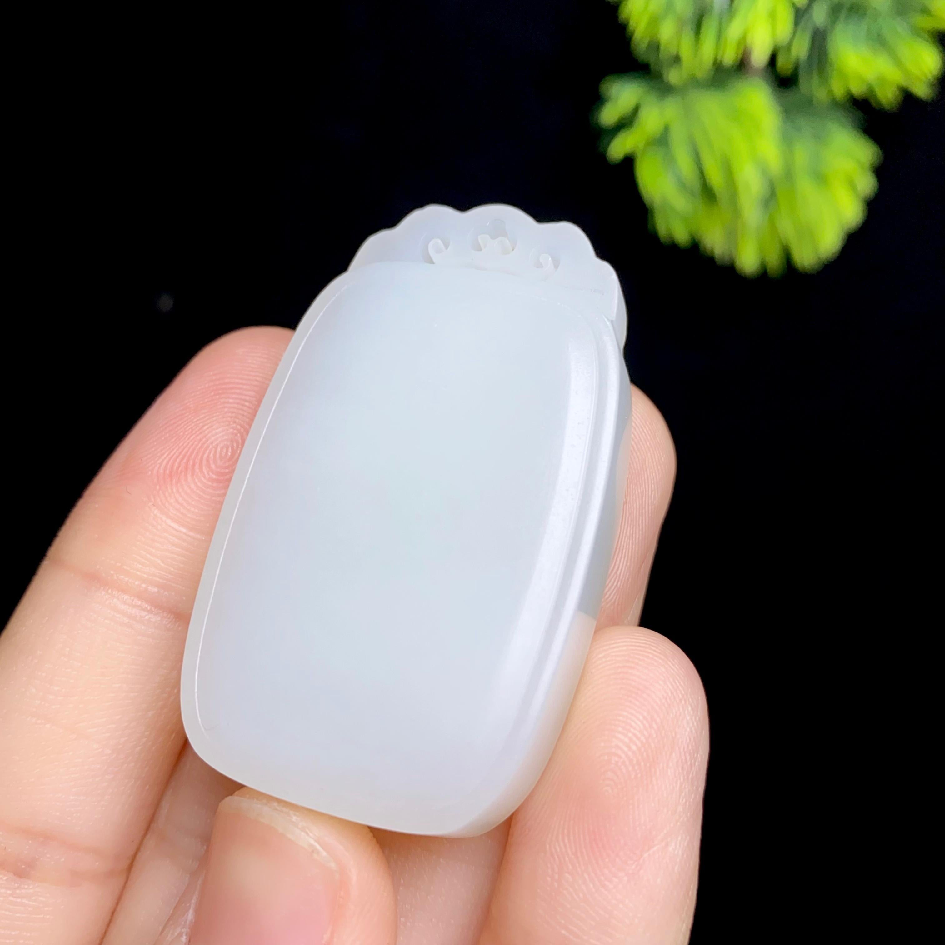 和田玉羊脂白玉平安无事牌（25.1g）