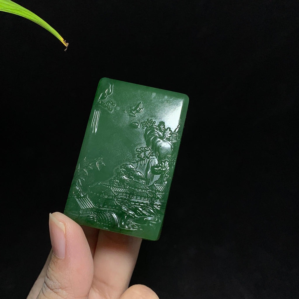 和田山料碧玉山水无事牌挂件（61.0g）