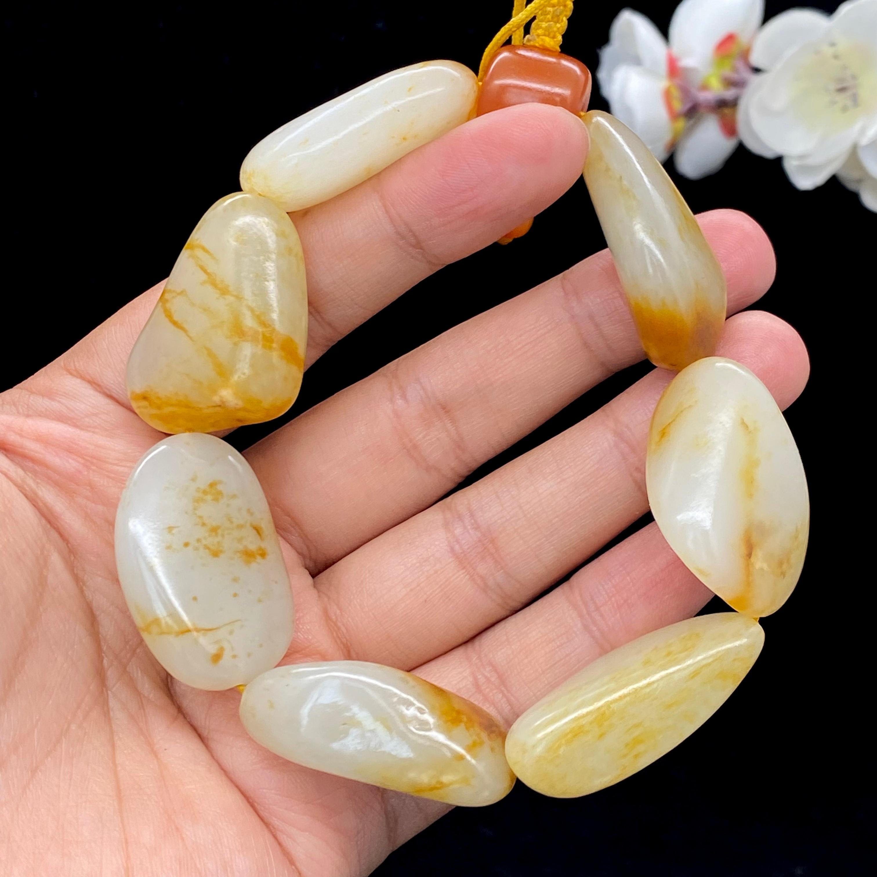 和田玉洒金皮籽料【精品手串】（92.1g）