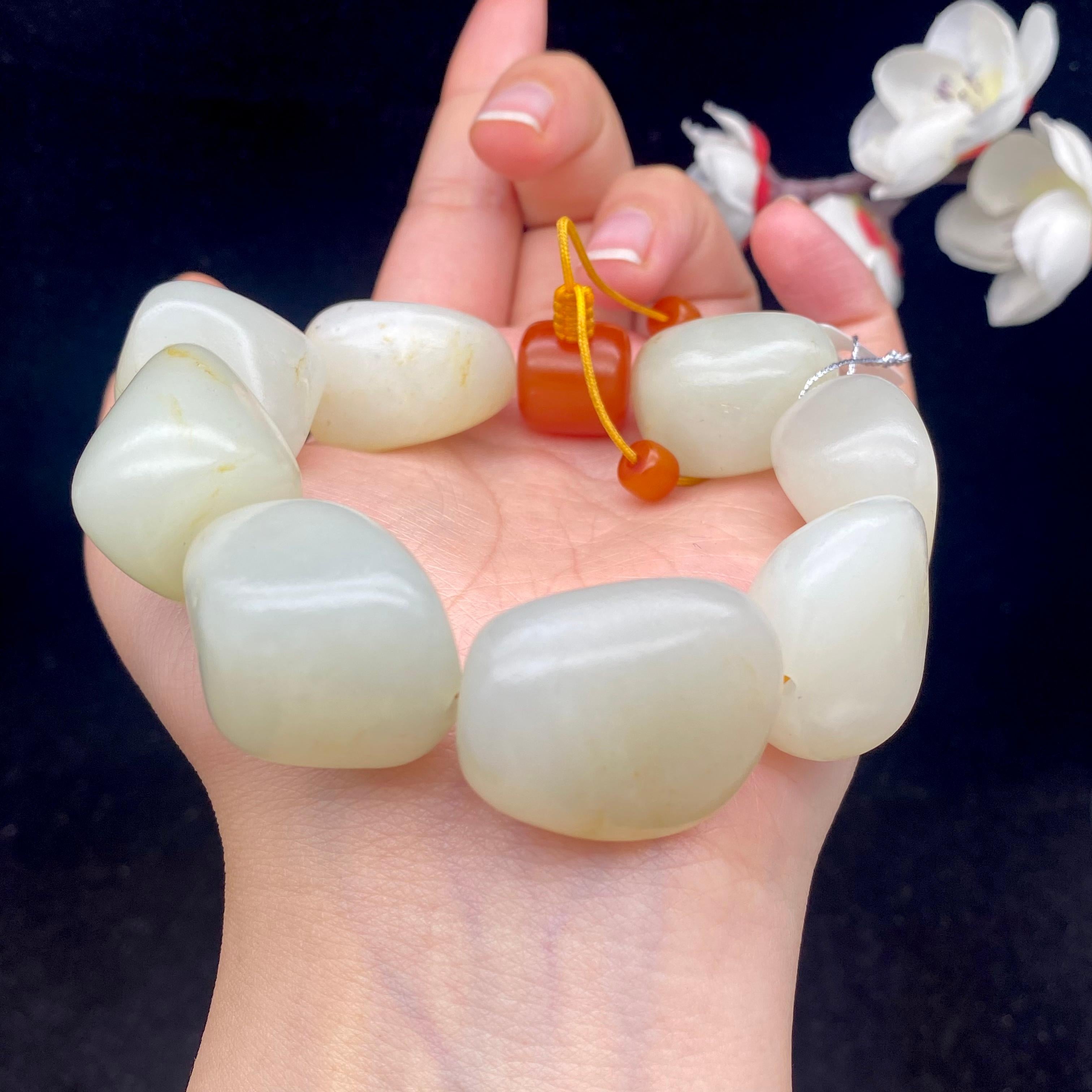 和田玉白玉籽料【精品手串】（130.9g）