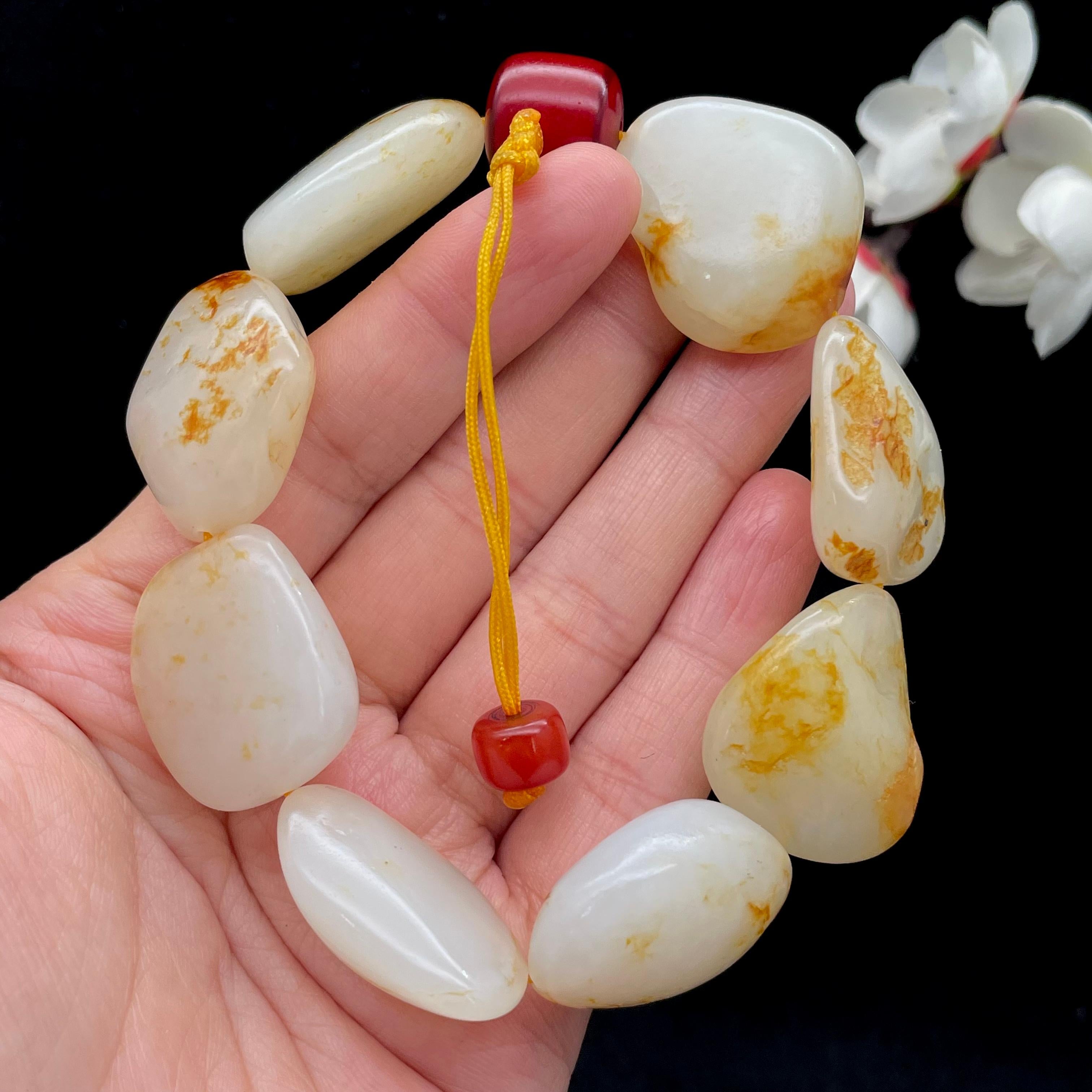 和田玉洒金皮籽料【精品手串】（86.2g）