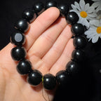 和田玉籽料黑青老型珠手串（75.9g）