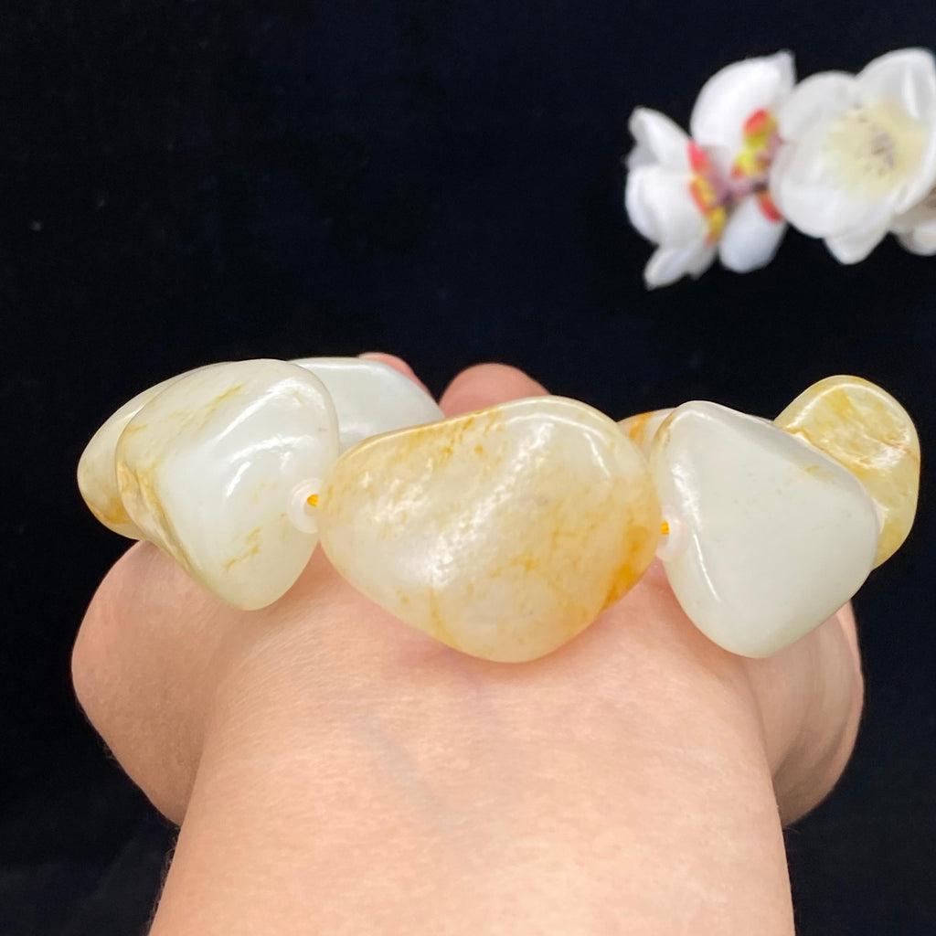 和田玉洒金皮籽料【精品手串】（118.4g）