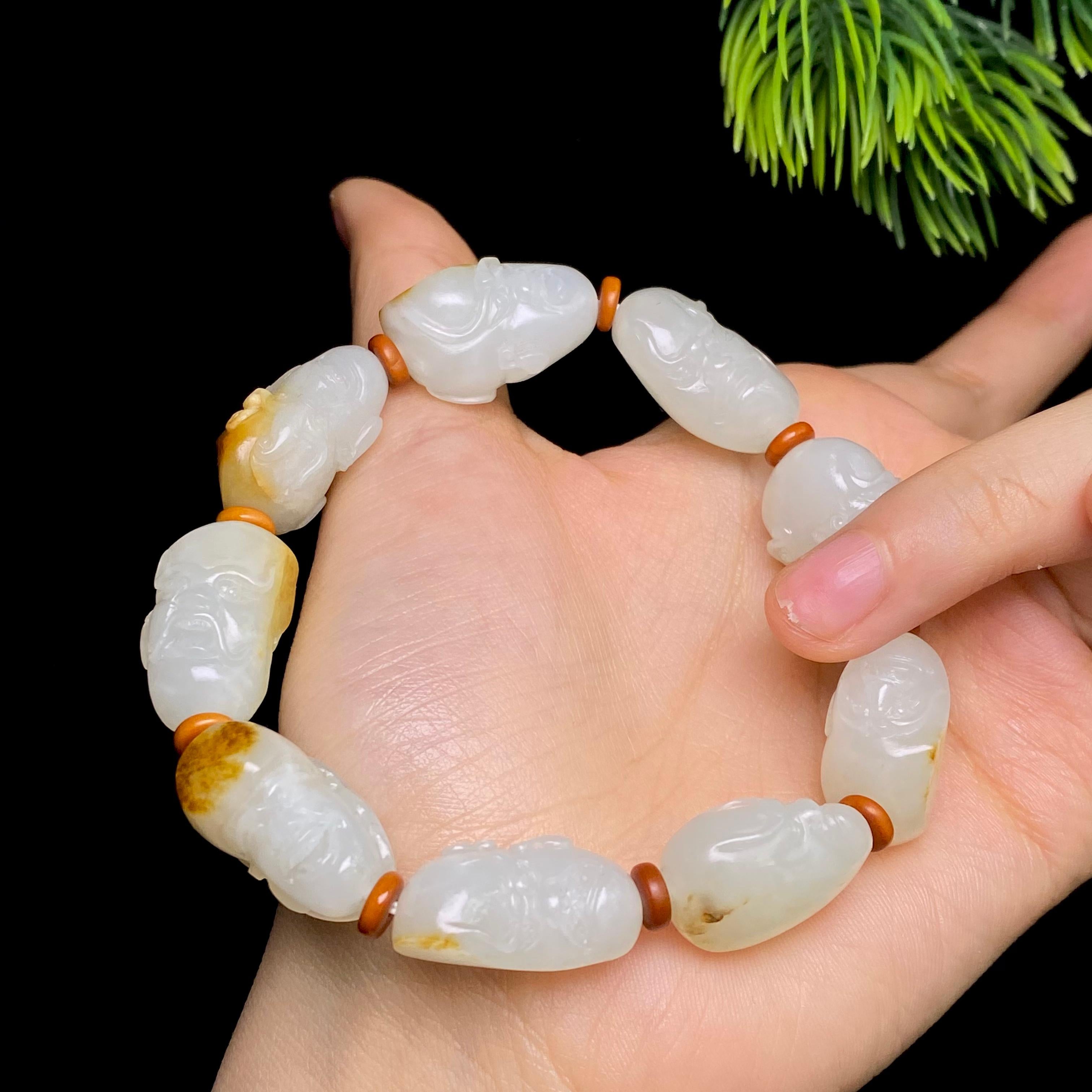 和田玉籽料罗汉手串（50.1g）