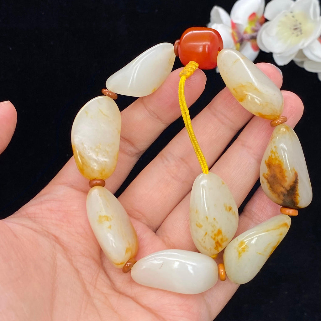 和田玉洒金皮籽料【精品手串】（78.9g）