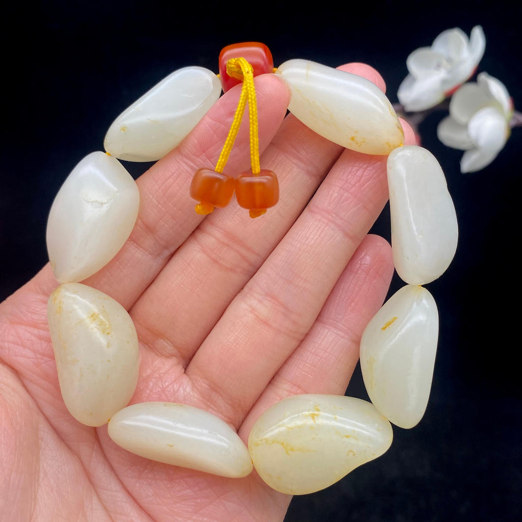 和田玉洒金皮籽料【精品手串】（64g）