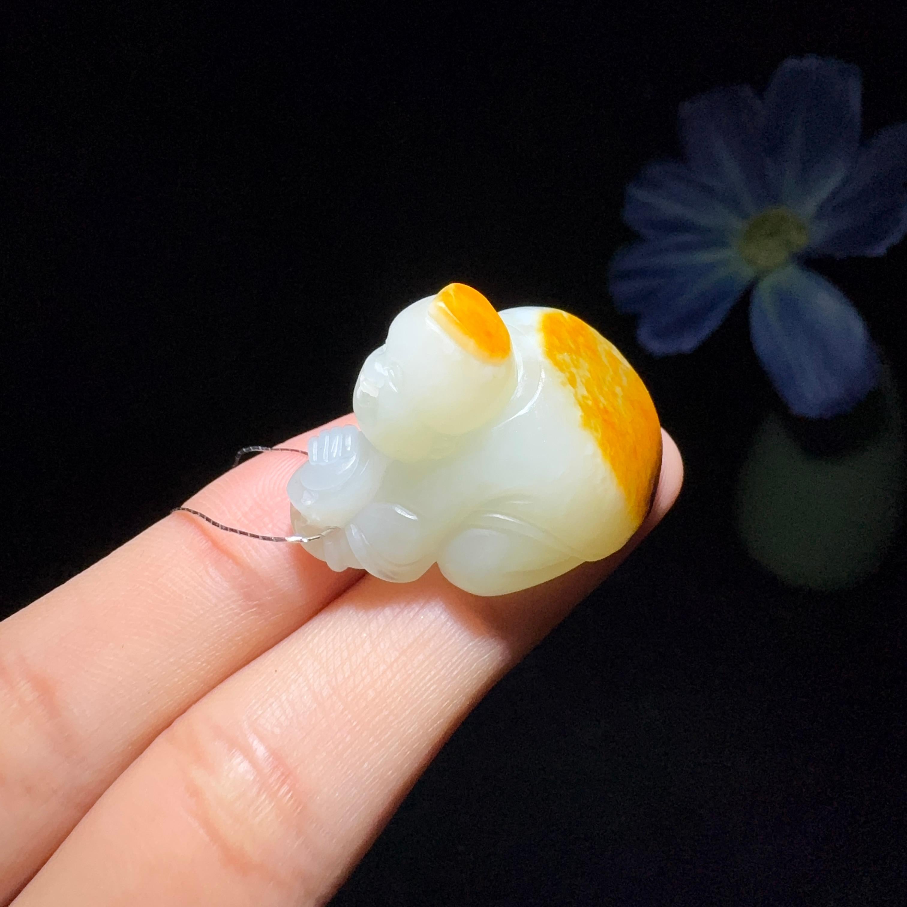 和田玉籽料童子送财（15.0g）