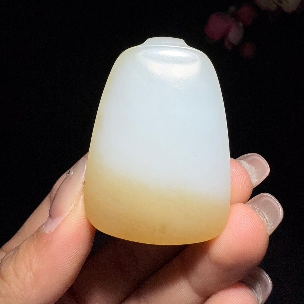 和田玉糖白挂件莲花观音（37.8g）