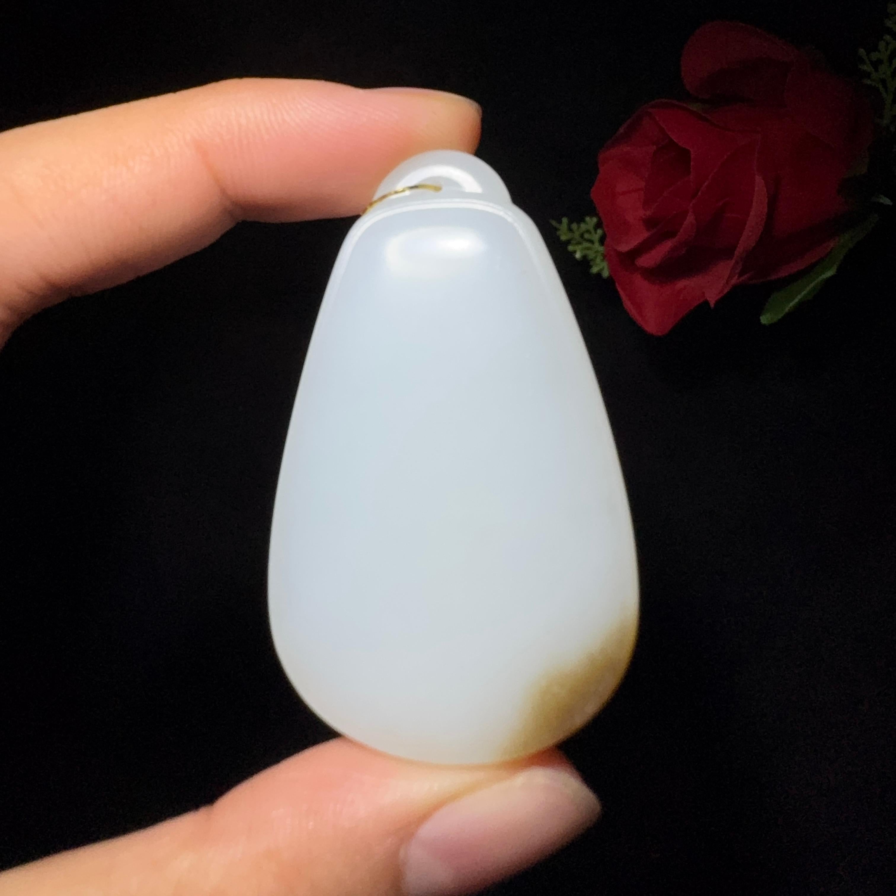 和田玉糖白平安无事牌（31.5g）