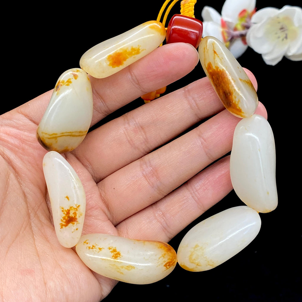 和田玉洒金皮籽料【精品手串】（92.4g）