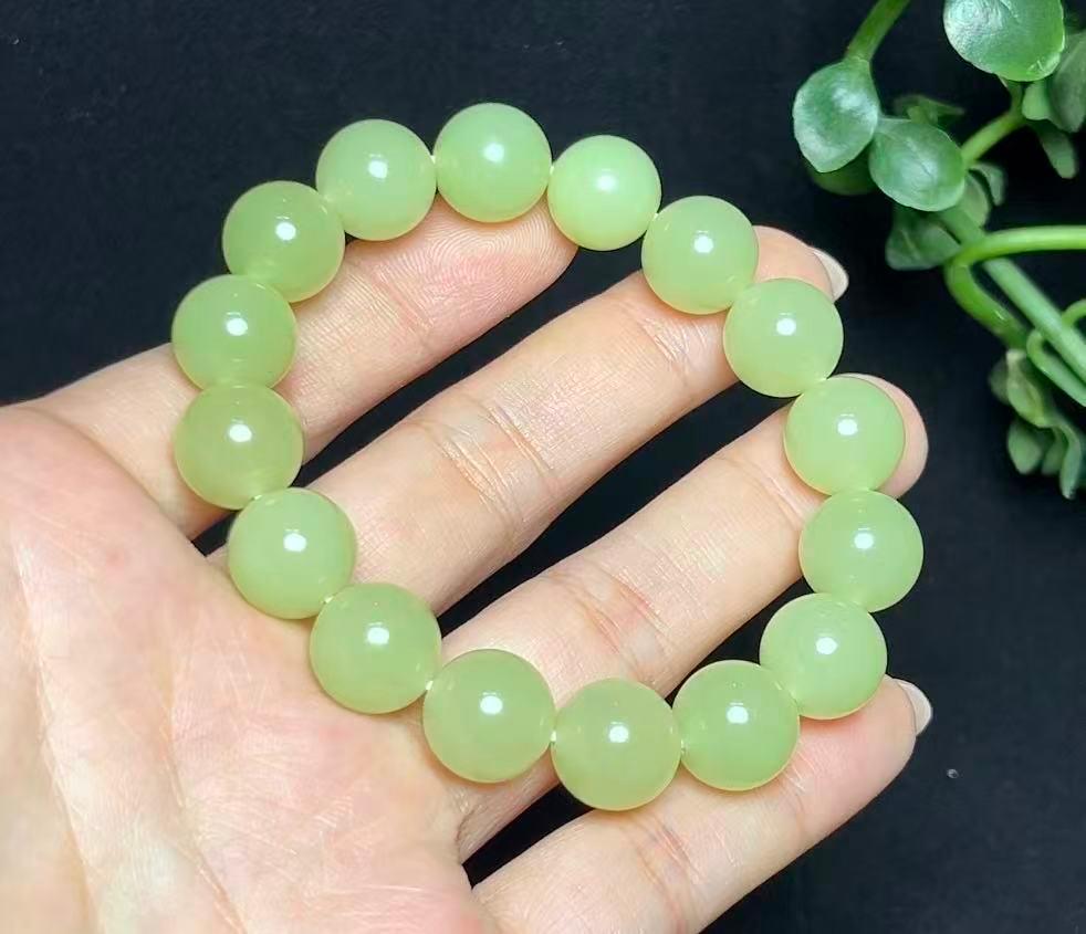 和田玉若羌黄口圆珠手串（42.6g）