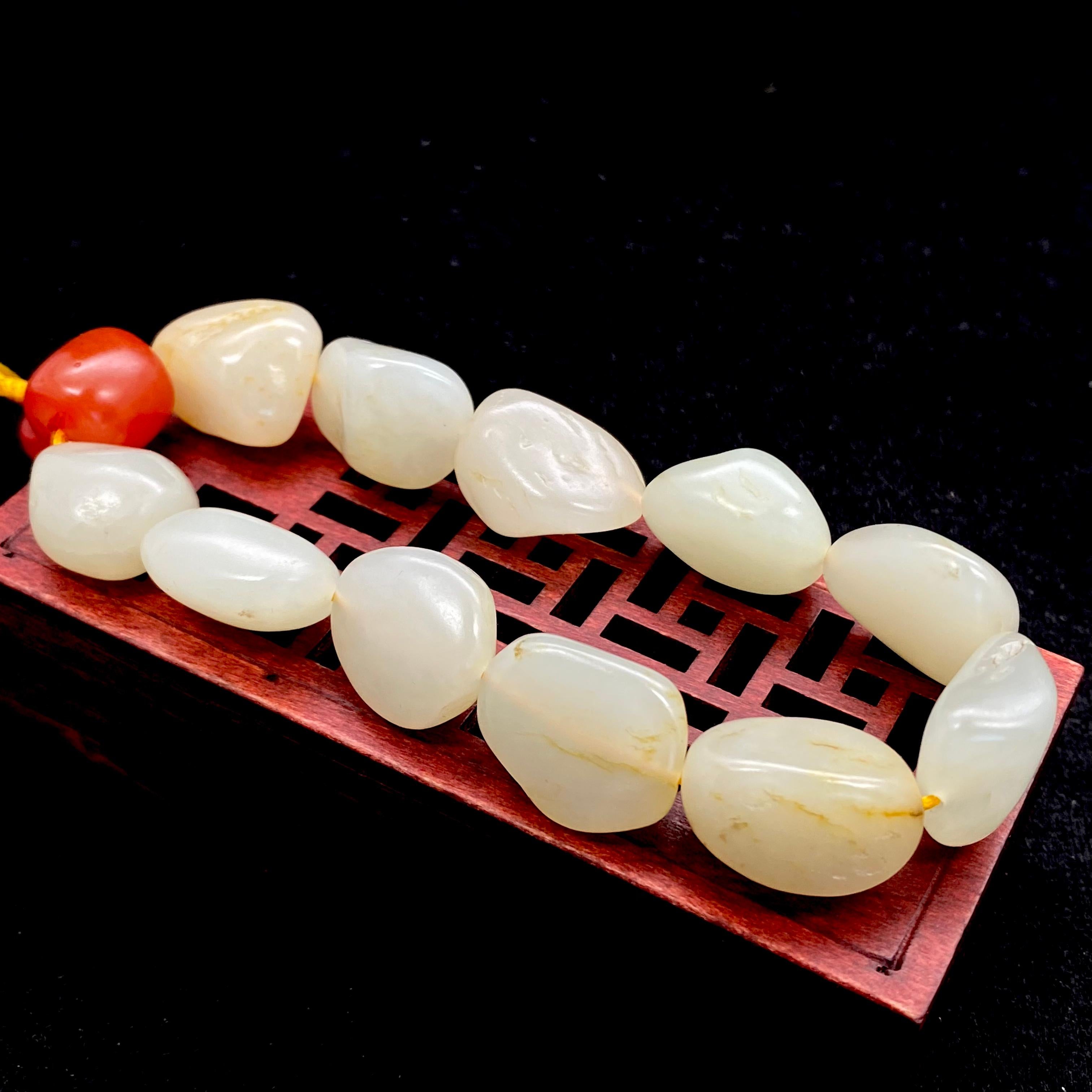和田玉洒金皮【精品手串】（49.3g）