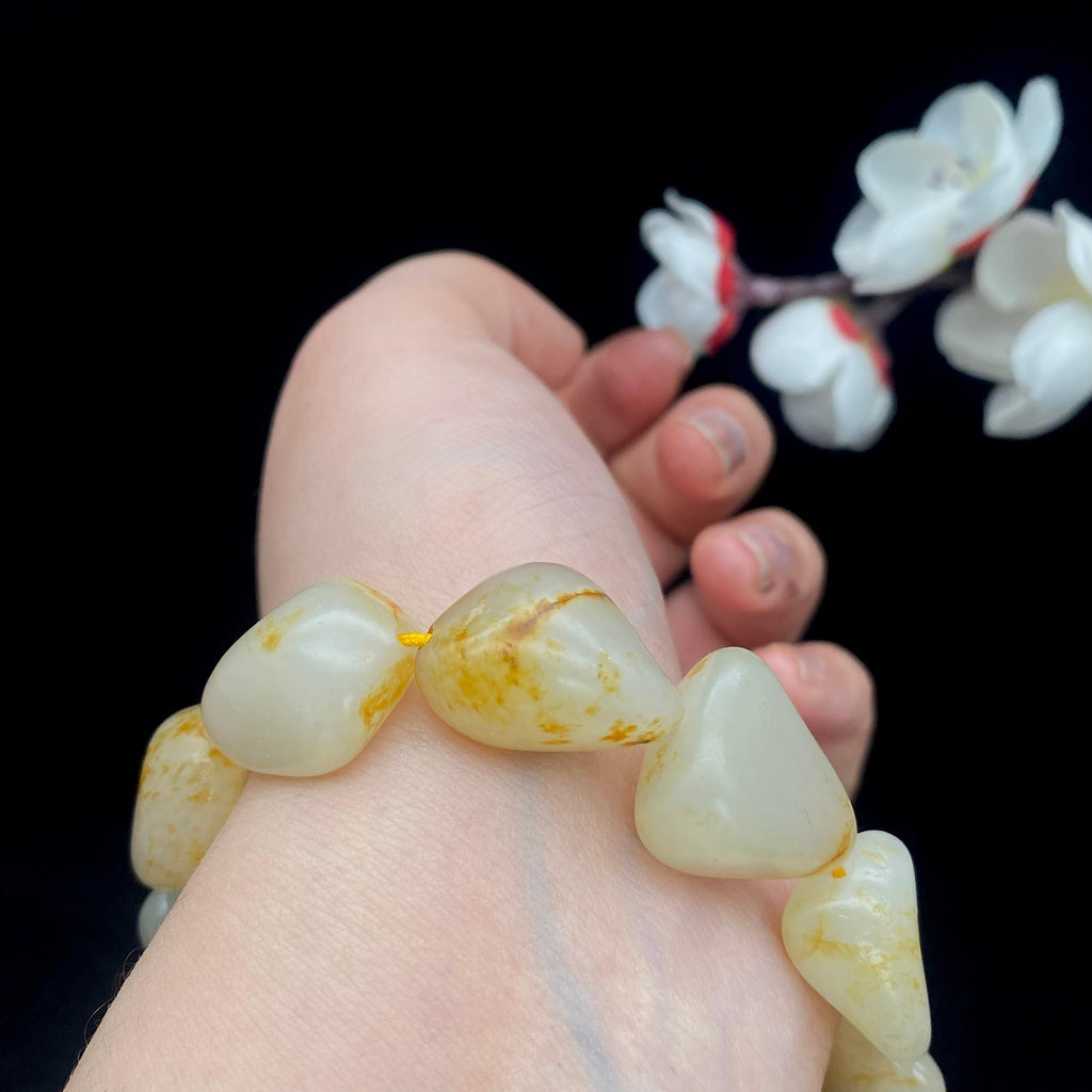 和田玉洒金皮籽料【精品手串】（49.2g）