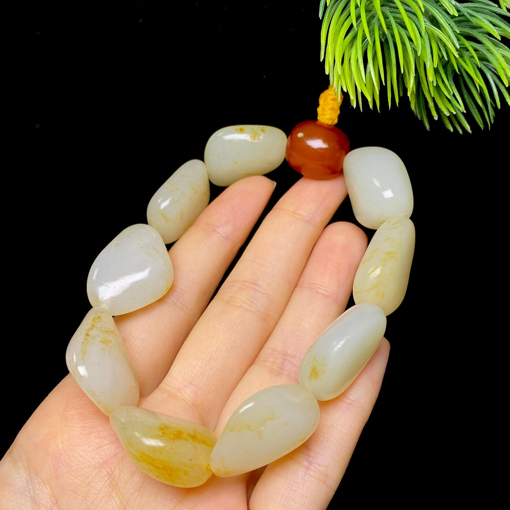 和田玉洒金皮白肉籽料手串（61.0g）