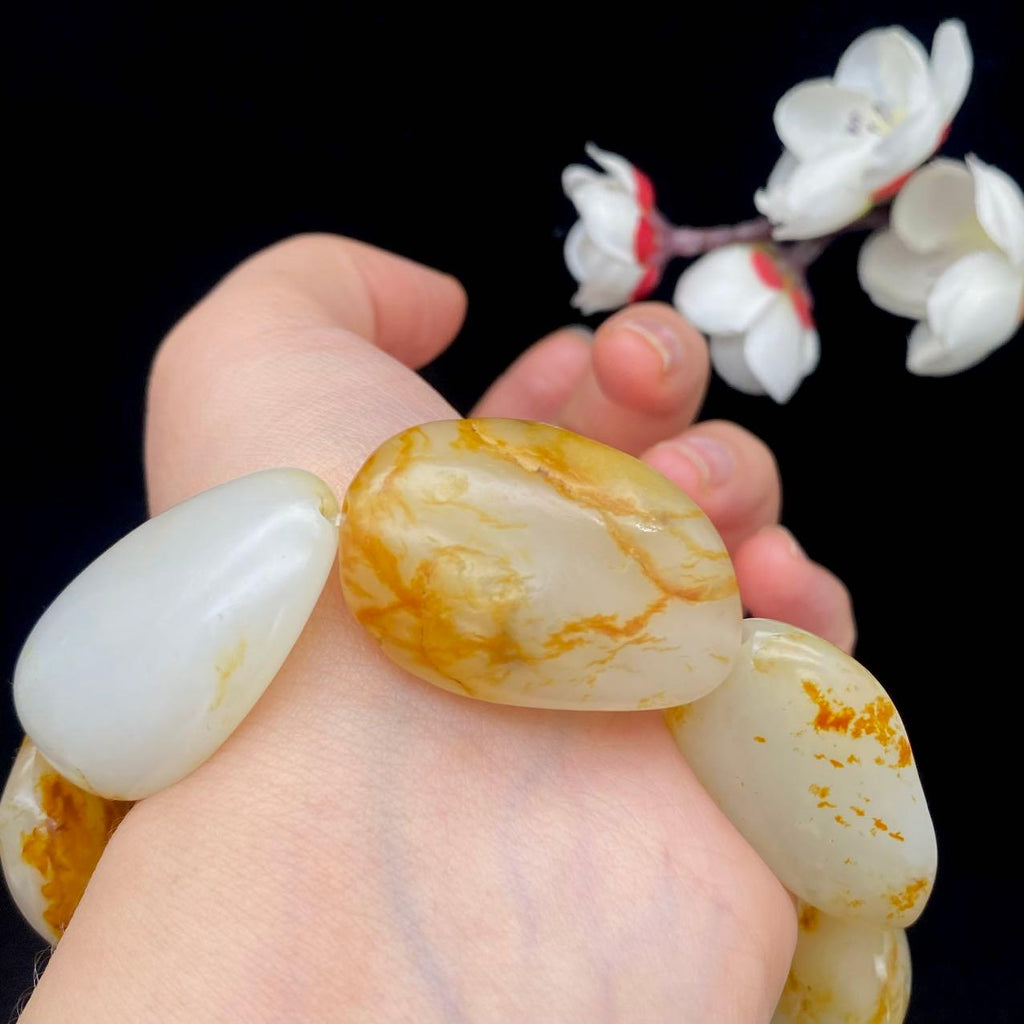 和田玉洒金皮【精品手串】（123.1g）