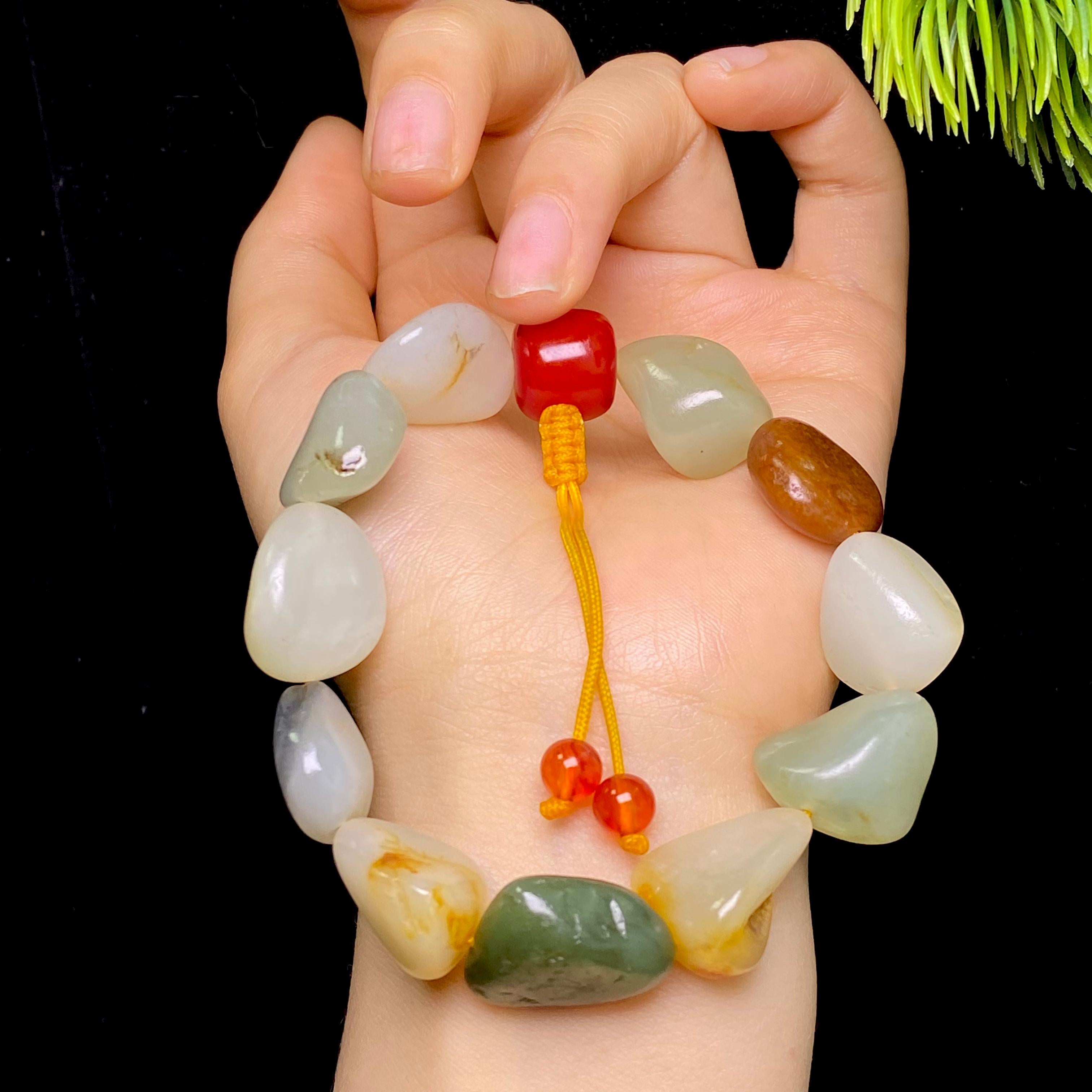 和田玉多宝籽料手串（45.9g）
