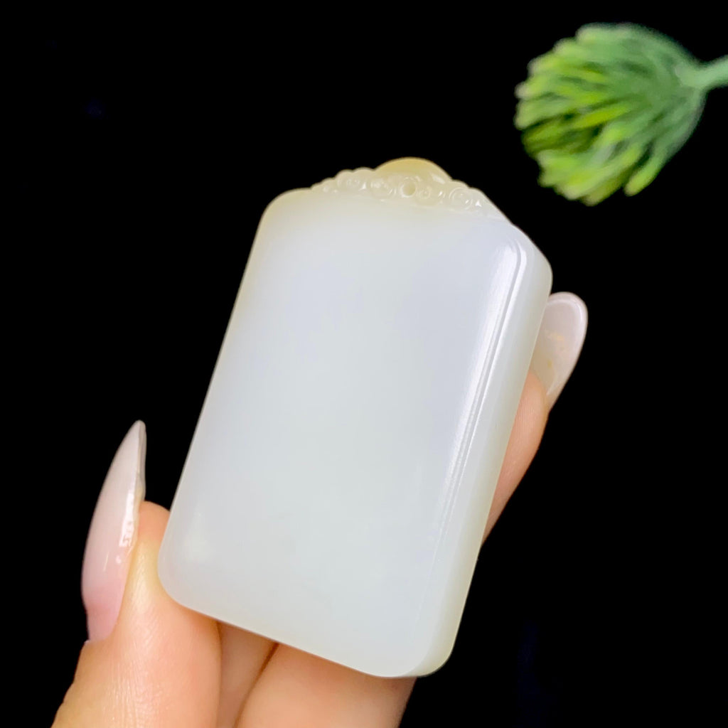 和田玉糖白无事牌（32.8g）