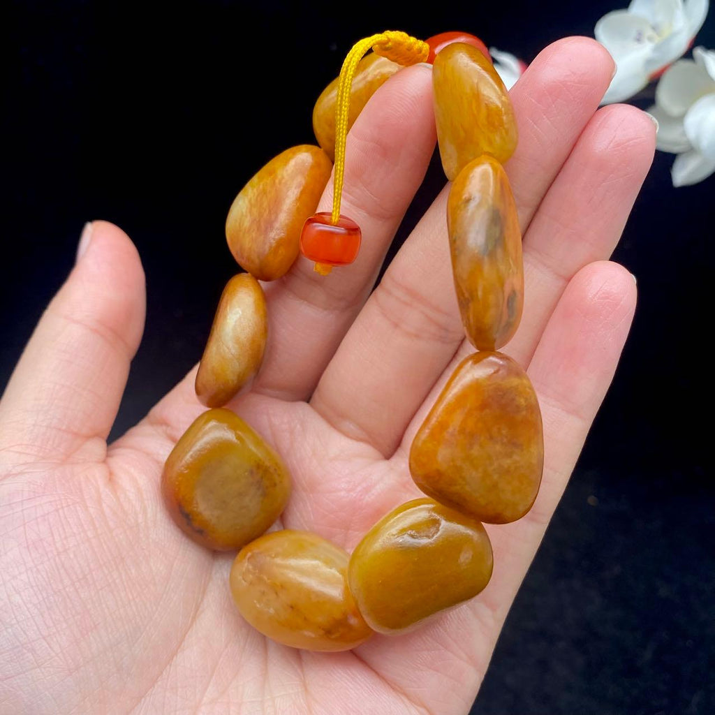 和田玉黄沁皮籽料【精品手串】（71.1g）
