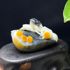 和田玉籽料红皮三色青花富甲天下摆件（89.2g）