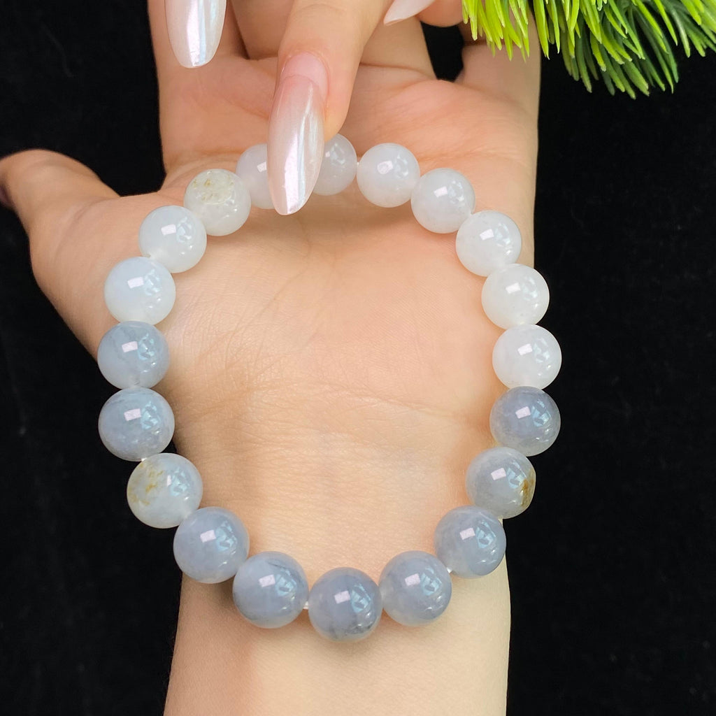 和田玉籽料青花圆珠手串（30.8g）