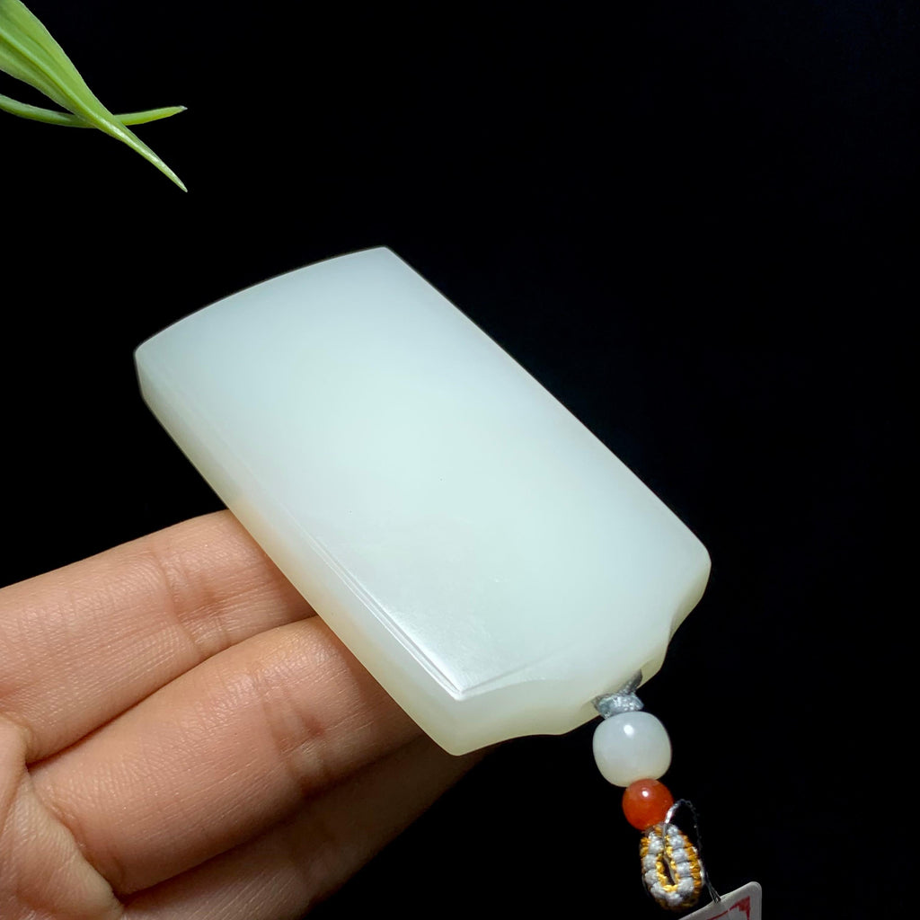 和田玉羊脂白玉无事牌（62.6g）