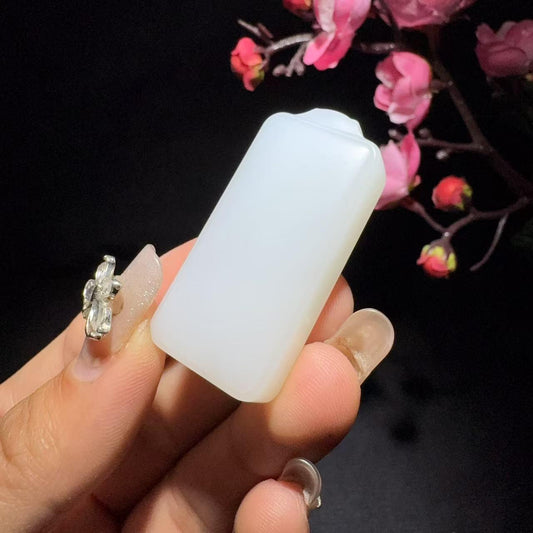 和田玉白玉平安牌挂件