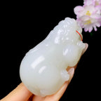 和田玉白玉貔貅手把件（127.3g）