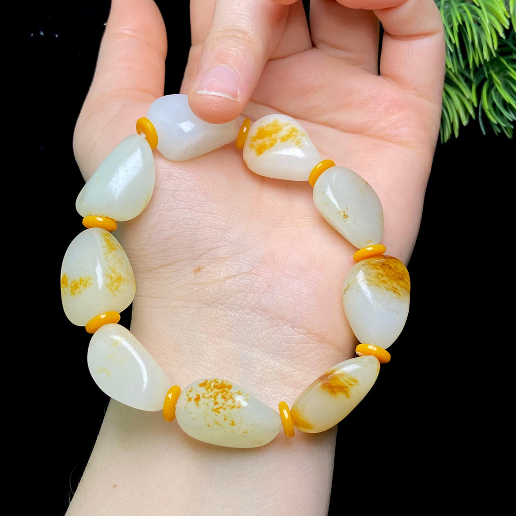 和田玉洒金皮籽料手串（27.1g）