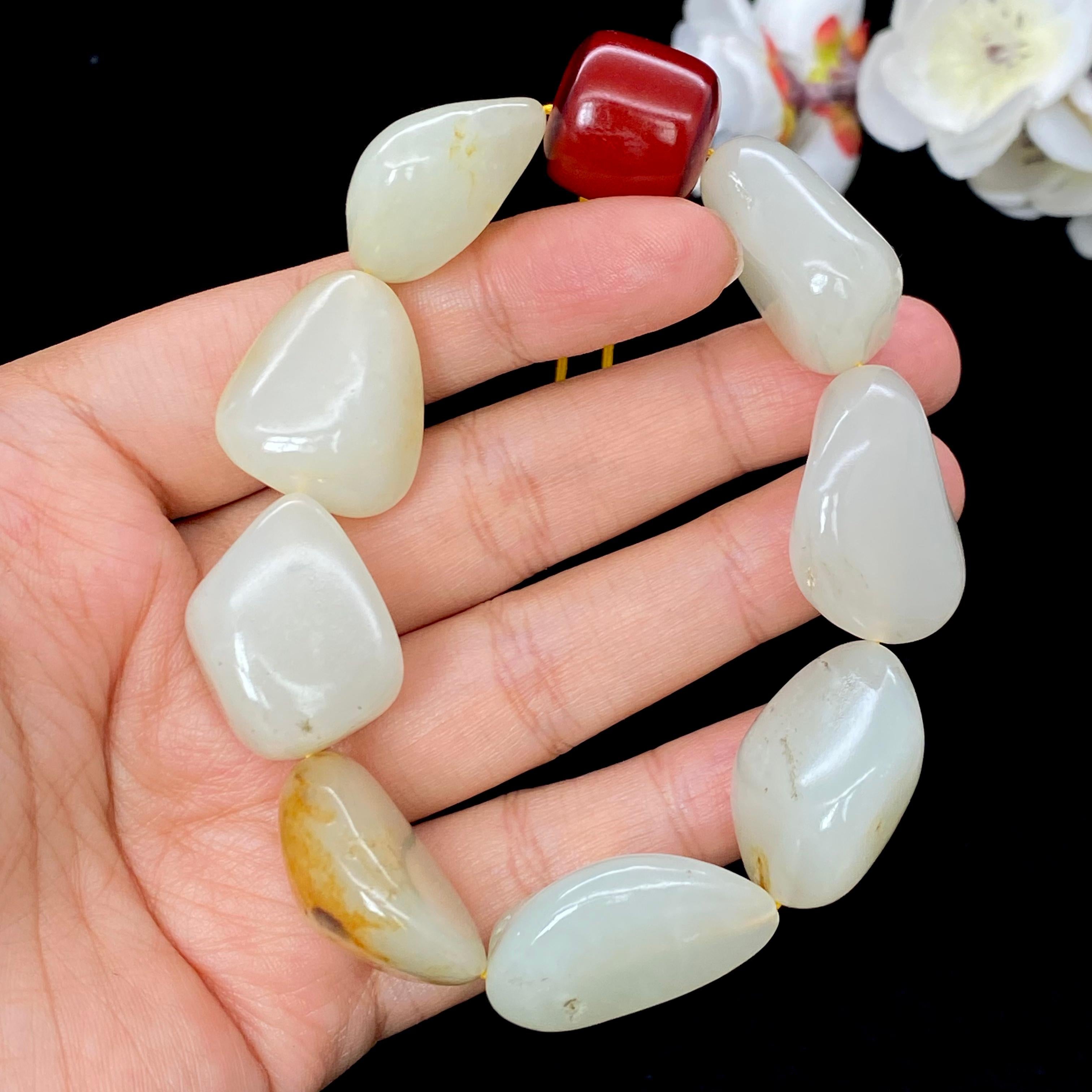和田玉白玉籽料【精品手串】（89.3g）