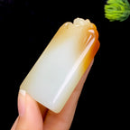 和田玉糖白貔貅平安无事牌（43.4g）