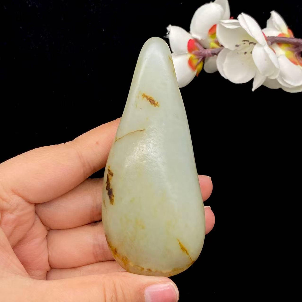 和田玉洒金皮籽料手把件（111g）