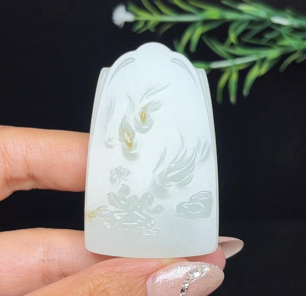 和田玉糖白料悟道年年有余（48.6g）