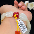 秒杀和田玉-白玉带黄皮籽料【精品手串】H2603300281（56.7g）