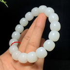 精品和田羊脂白玉老型珠手串（59.2g）