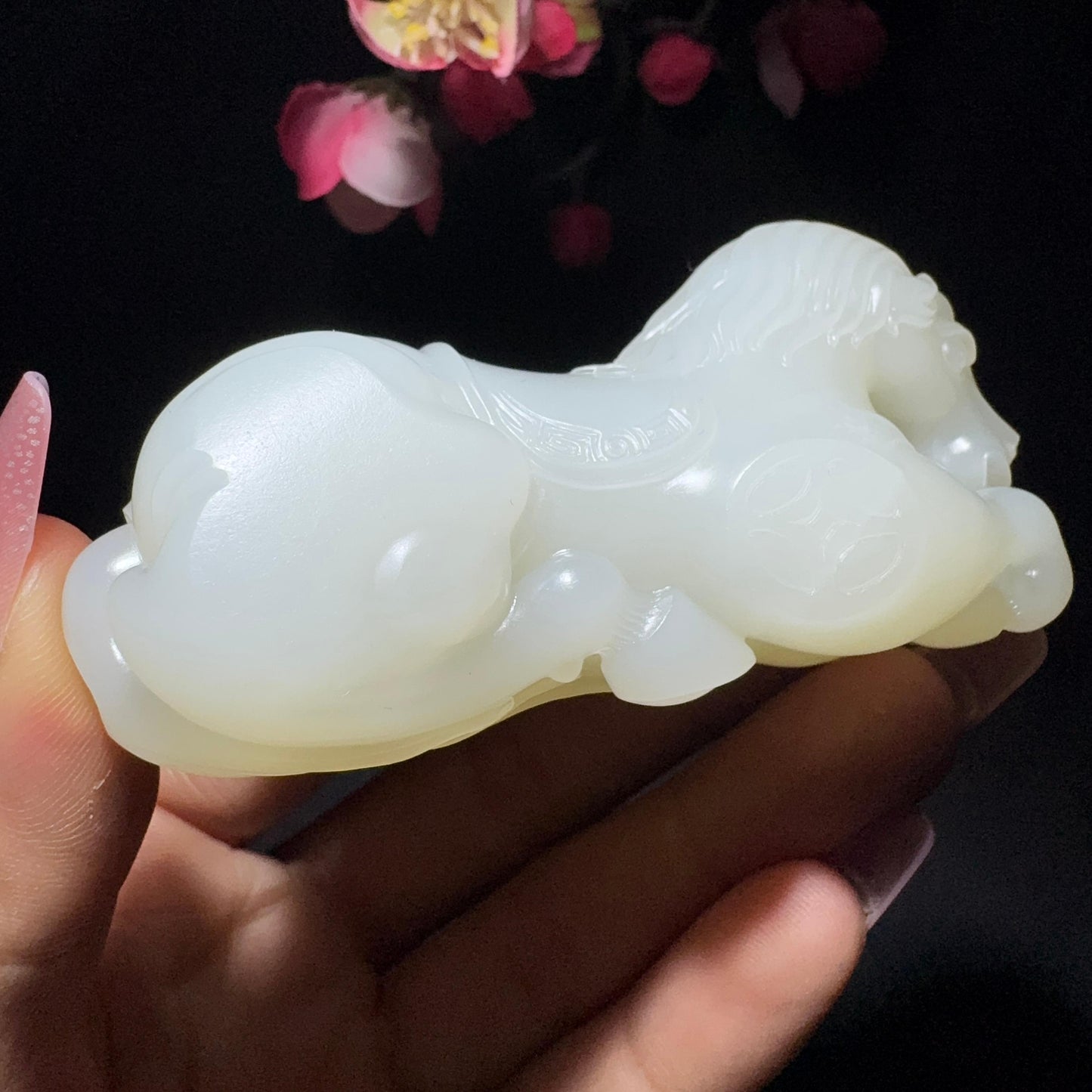 和田玉籽料手把件马到功成（114.4g）