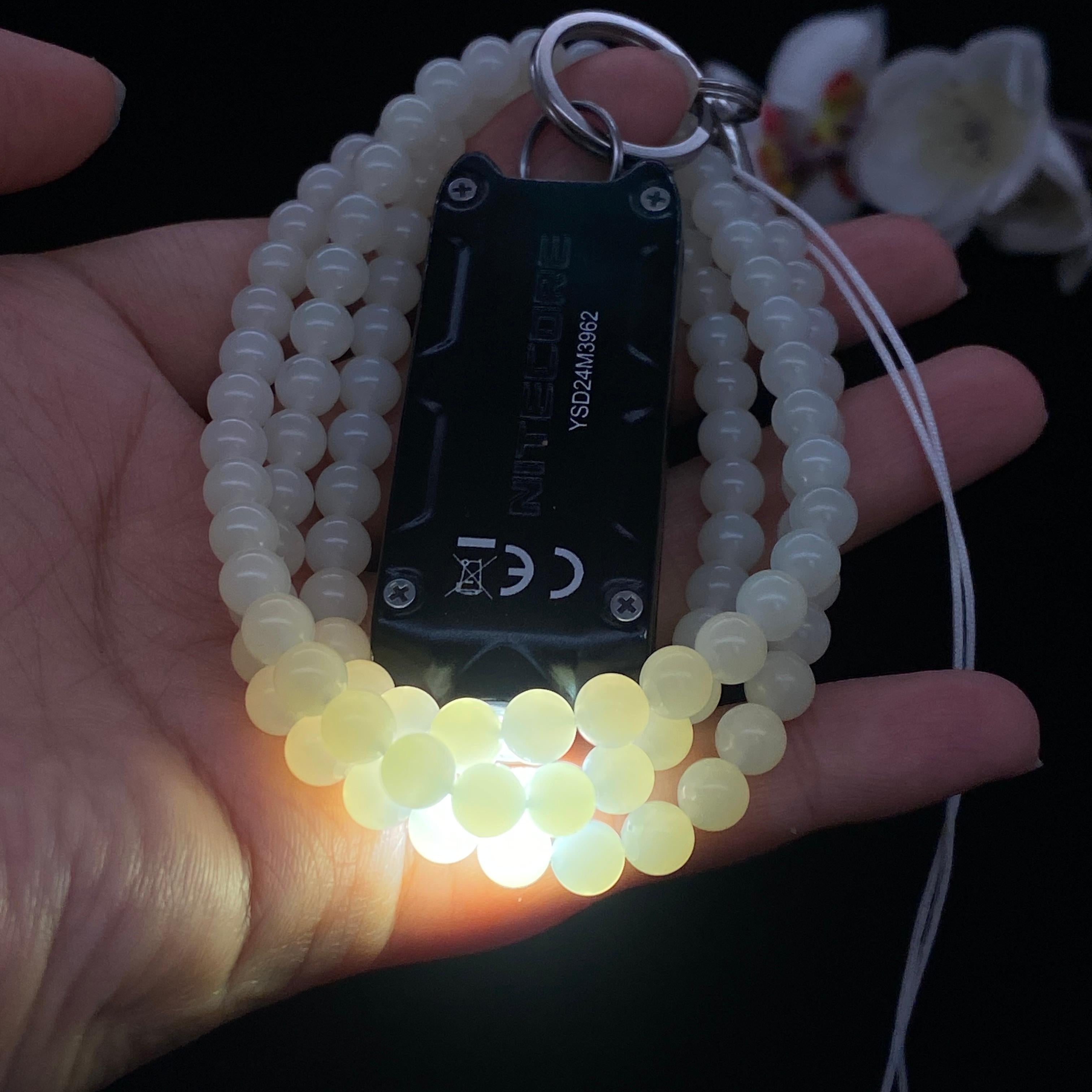 和田玉-米达料【圆珠项链】SH2510301079（36.53g）