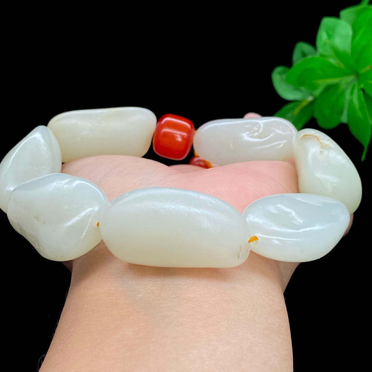 和田玉白玉籽料【精品男士手串】（120.6g）