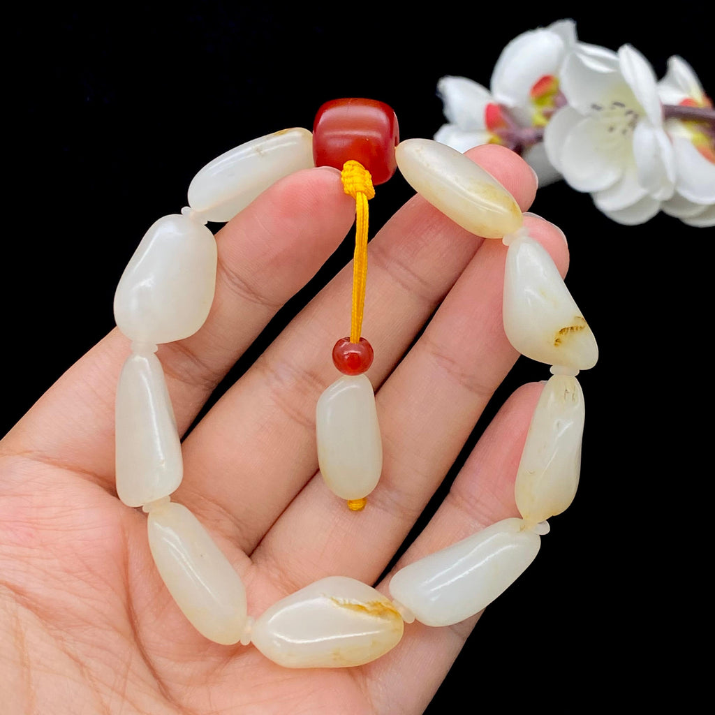 和田玉洒金皮籽料【精品手串】（44g）