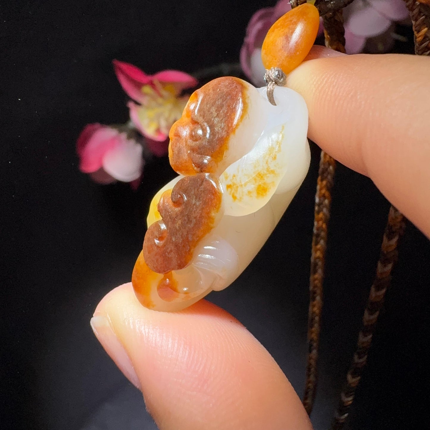 和田玉籽料挂件如意猴（14.0g）