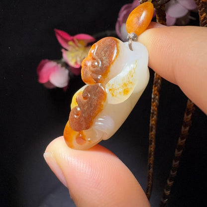 和田玉籽料挂件如意猴（14.0g）