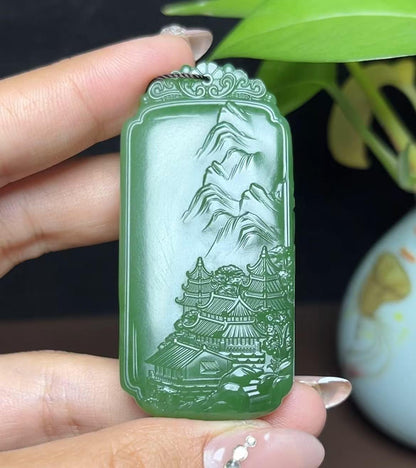 和田玉碧玉凤凰观音（36.34g）
