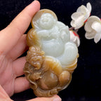 和田玉糖白【财福双收】手把件（177g）