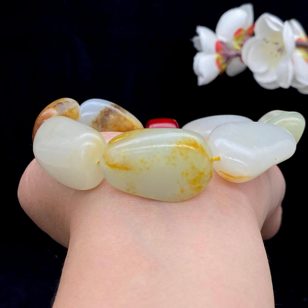 和田玉洒金皮籽料【精品手串】（98.7g）