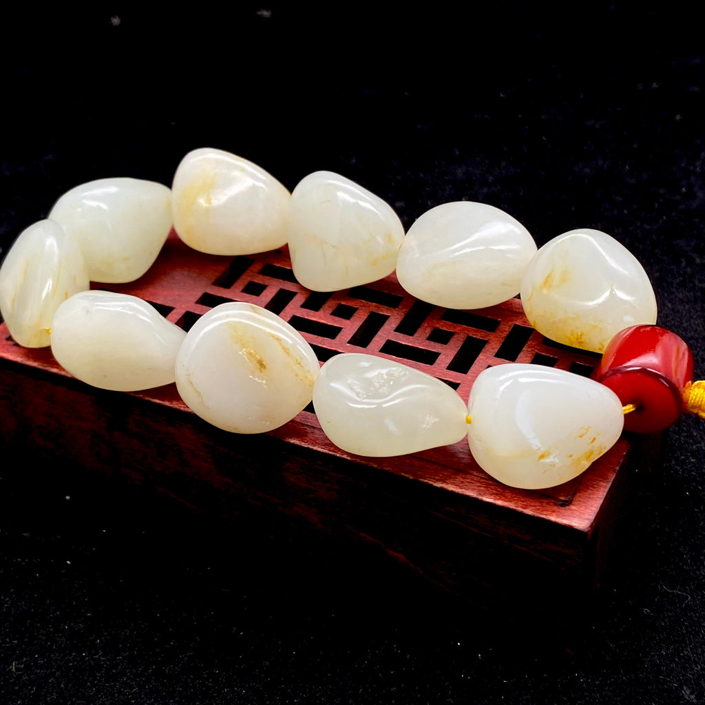 和田玉洒金皮【精品手串】（78.3g）