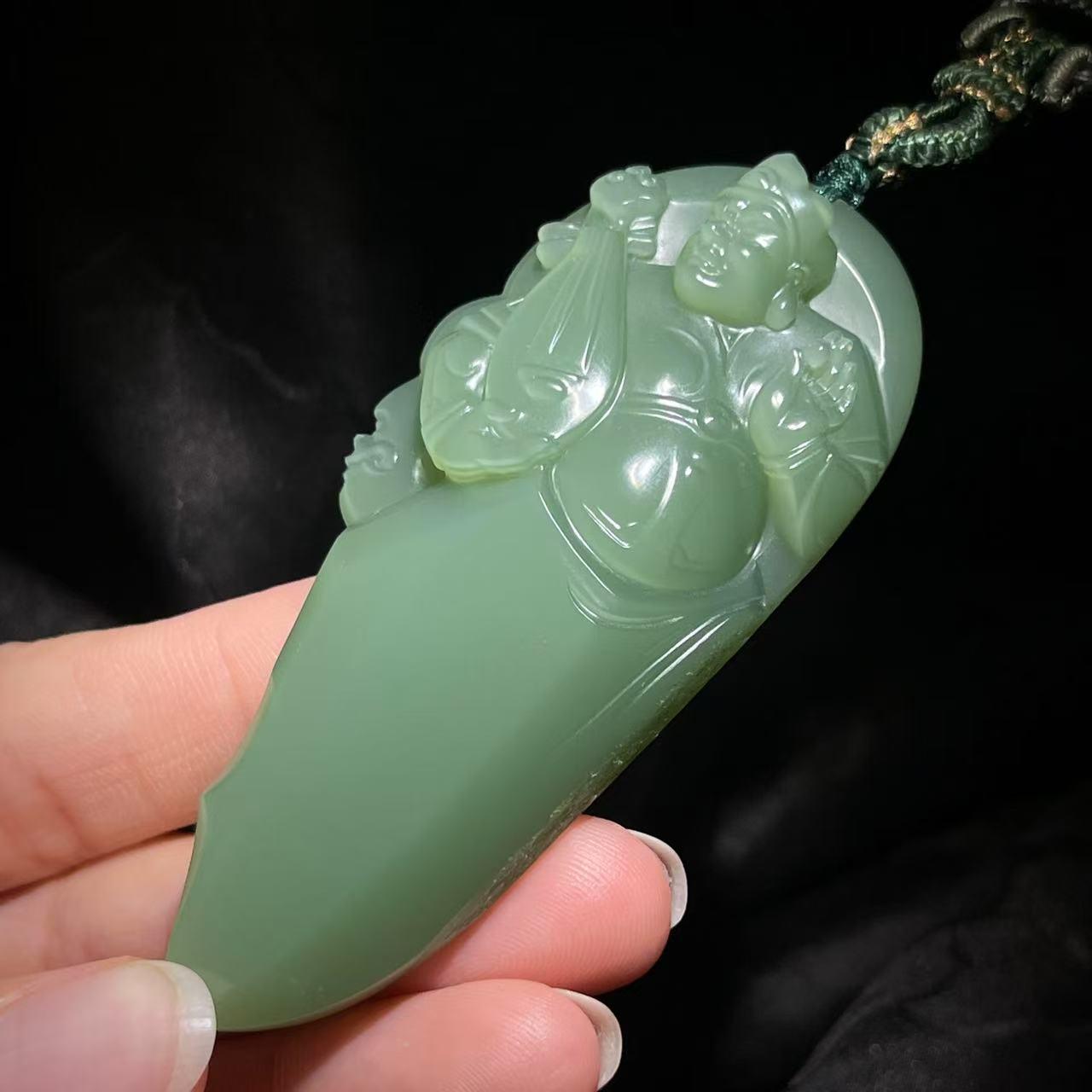 和田玉碧玉青武将（45.6g）