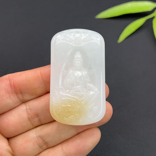 和田玉羊脂白玉文殊菩萨玉牌（28.0g）