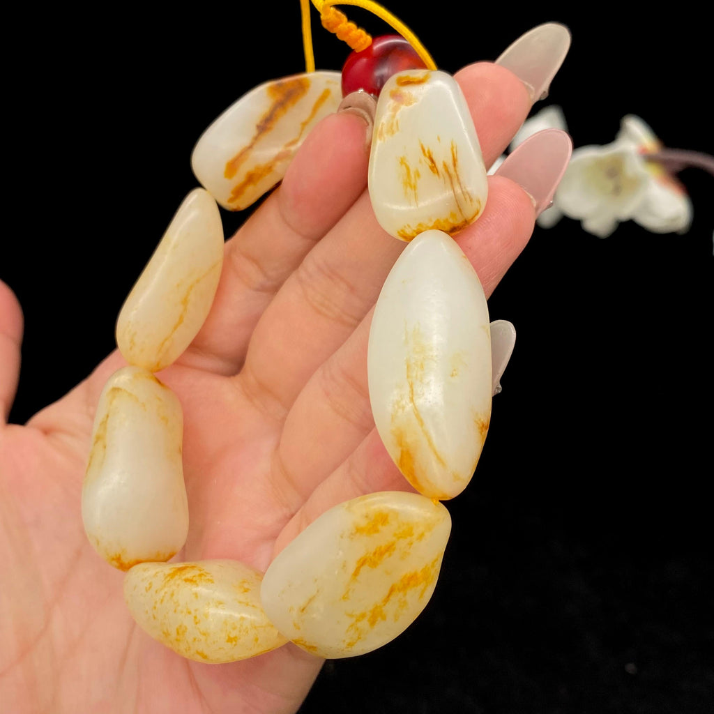 和田玉洒金皮籽料【精品手串】（76.2g）