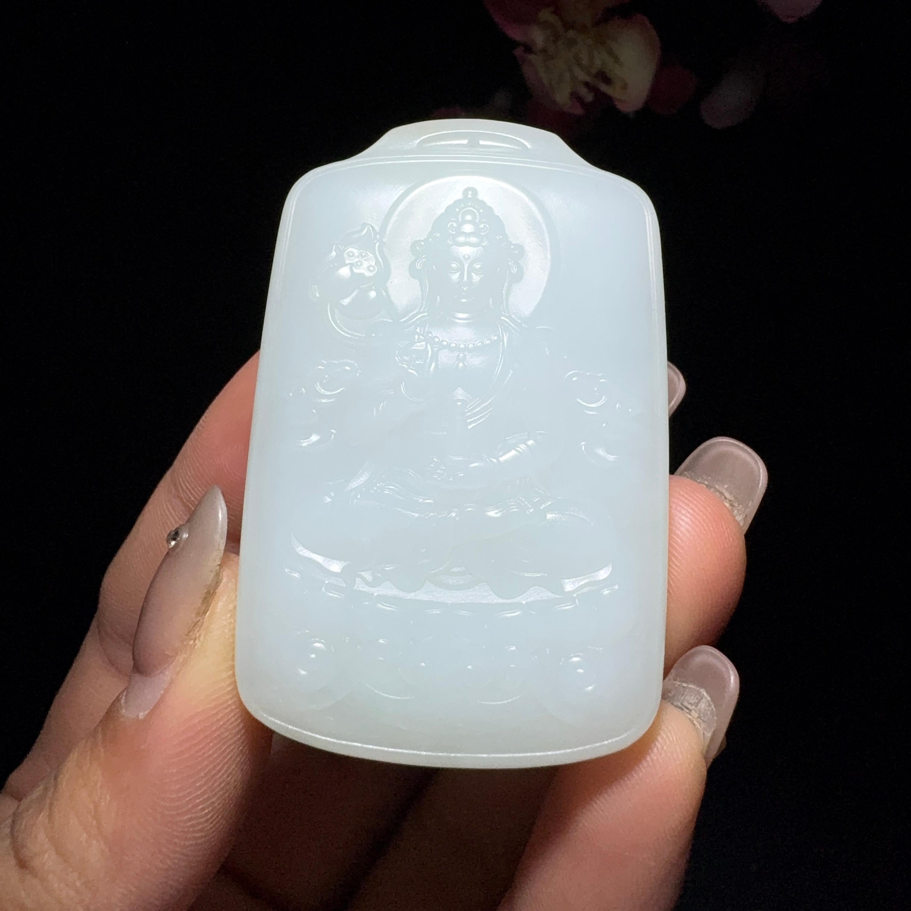 和田玉白玉莲花观音（56.2g）
